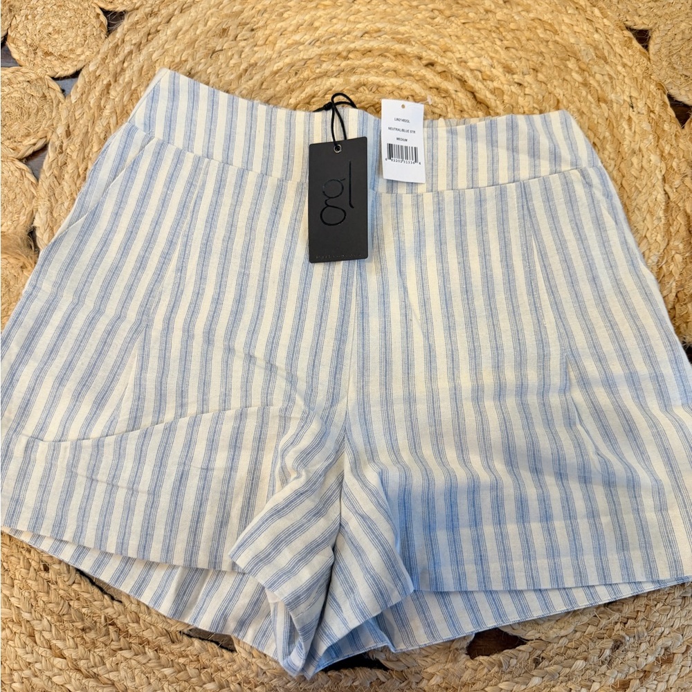 NWT Gibson Look Blue and White Striped Shorts